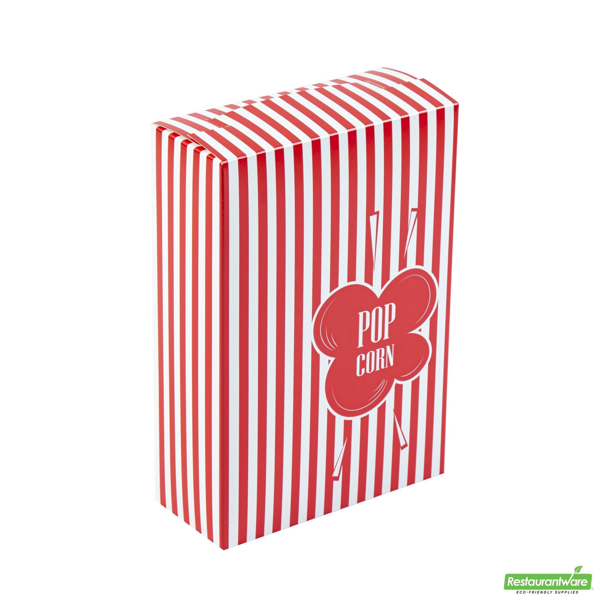 Wholesale Restaurantware Bio Tek 2.3 Oz Red Paper Popcorn Box - 5 3/4" X 2 1/2" X 8 1/2" - 400 Count Box- Bulk