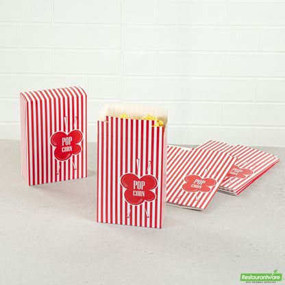 Wholesale Restaurantware Bio Tek 2.3 Oz Red Paper Popcorn Box - 5 3/4" X 2 1/2" X 8 1/2" - 400 Count Box- Bulk