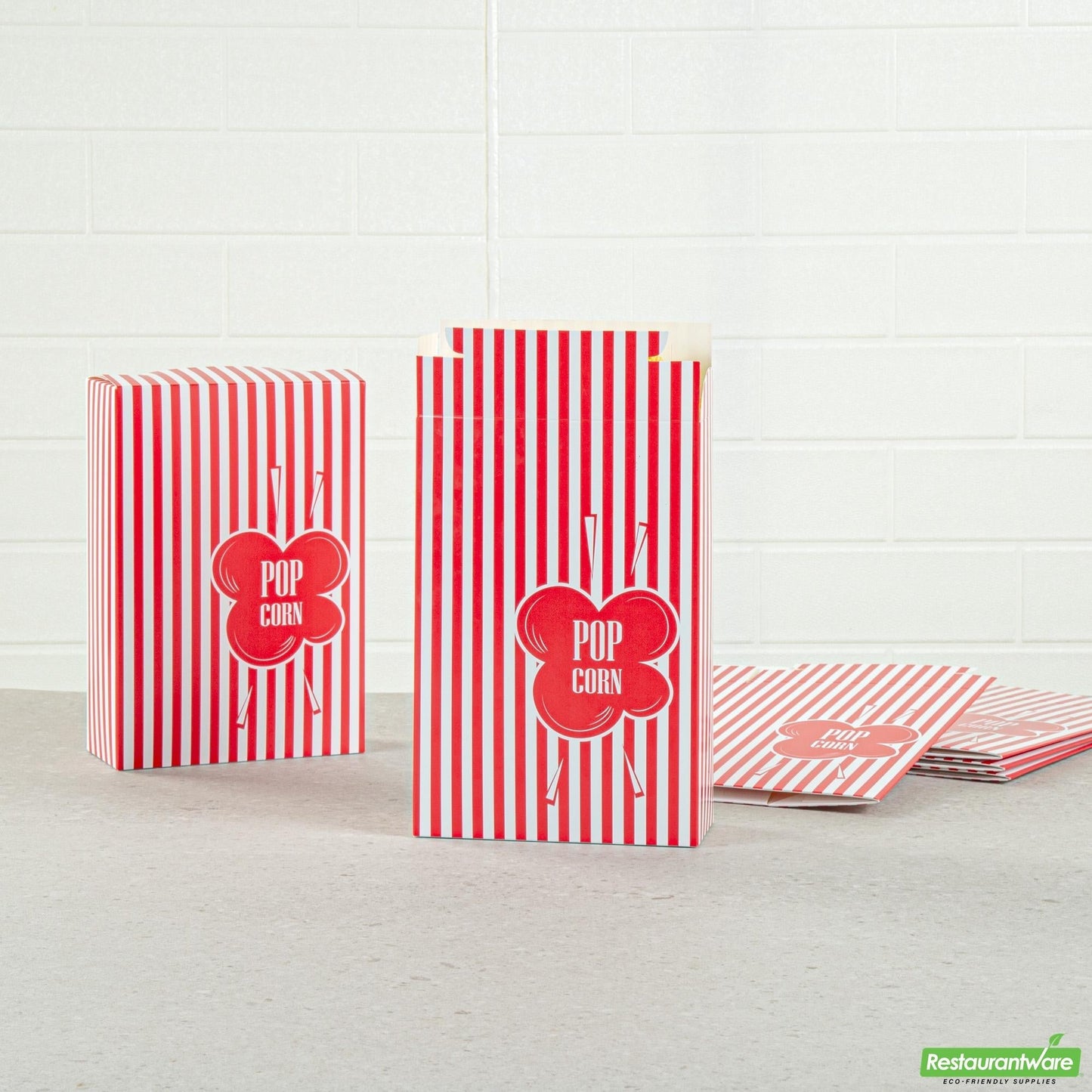Wholesale Restaurantware Bio Tek 2.3 Oz Red Paper Popcorn Box - 5 3/4" X 2 1/2" X 8 1/2" - 400 Count Box- Bulk