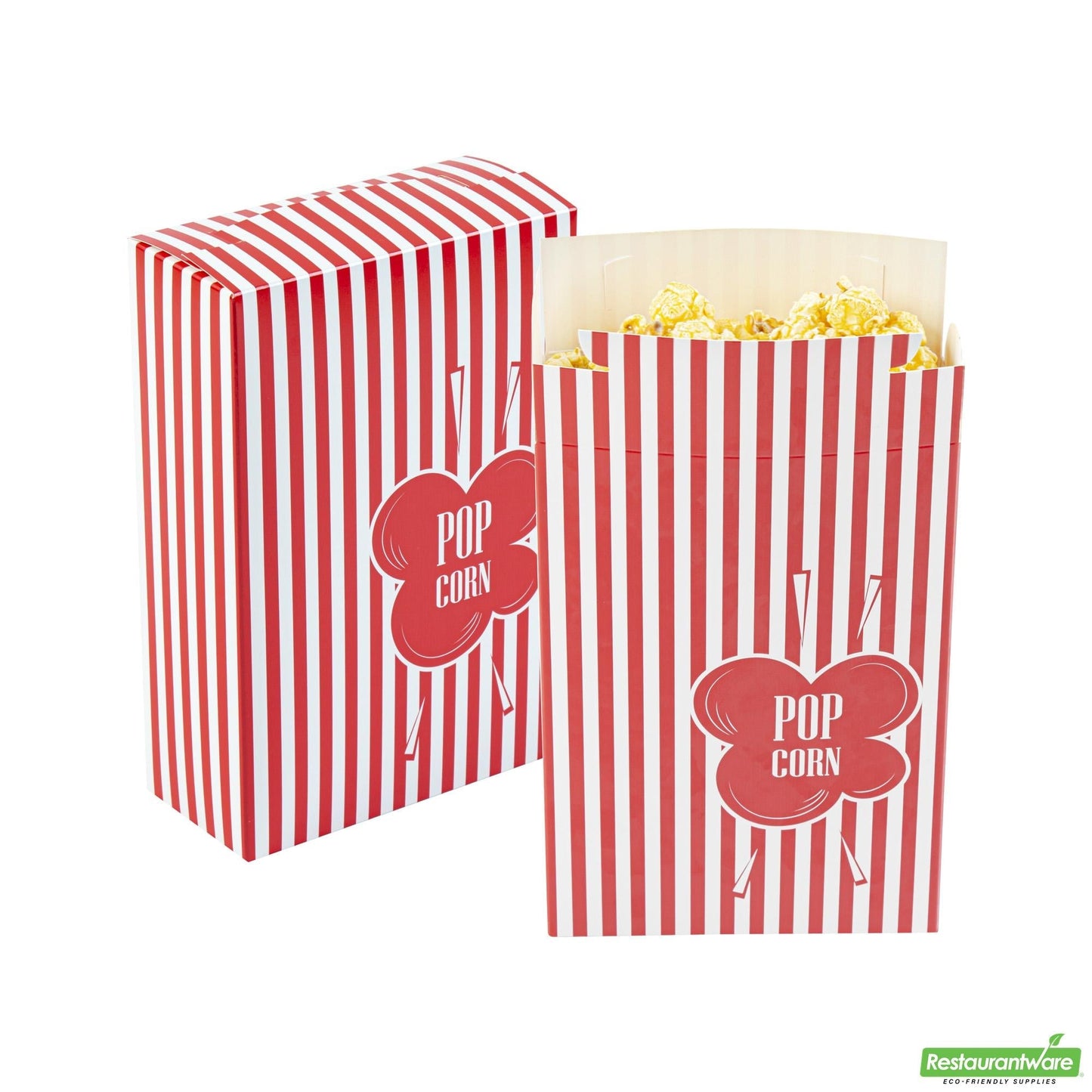 Wholesale Restaurantware Bio Tek 2.3 Oz Red Paper Popcorn Box - 5 3/4" X 2 1/2" X 8 1/2" - 400 Count Box- Bulk