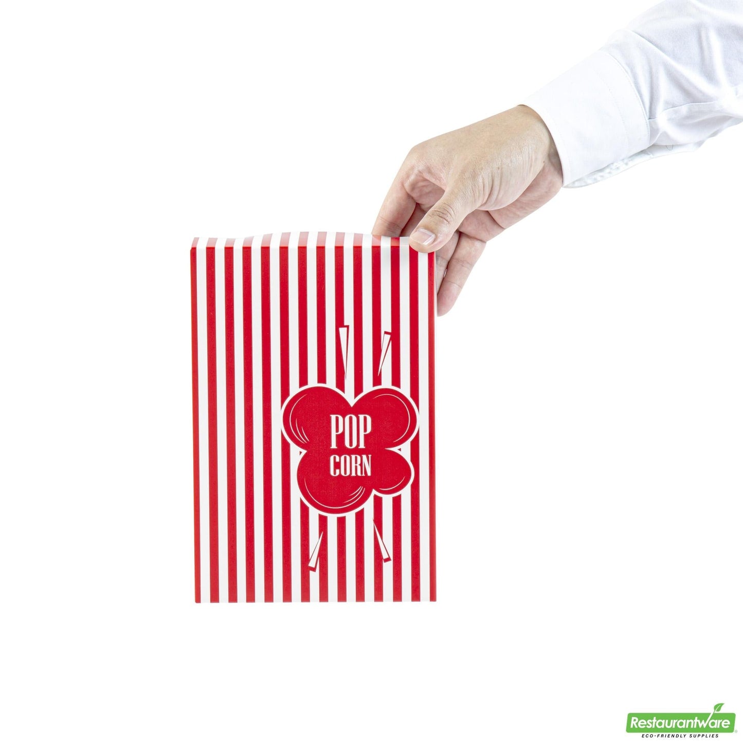 Wholesale Restaurantware Bio Tek 2.3 Oz Red Paper Popcorn Box - 5 3/4" X 2 1/2" X 8 1/2" - 400 Count Box- Bulk