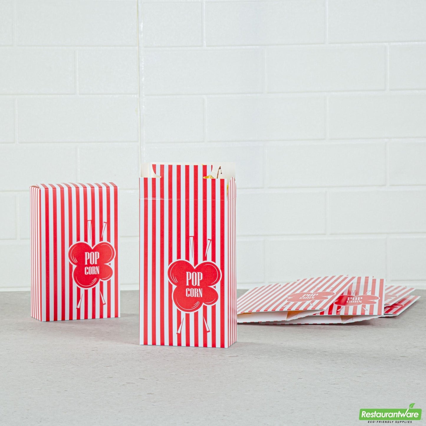 Wholesale Restaurantware Bio Tek 0.74 Oz Red Paper Popcorn Box - 4" X 2" X 6 1/2" - 400 Count Box- Bulk