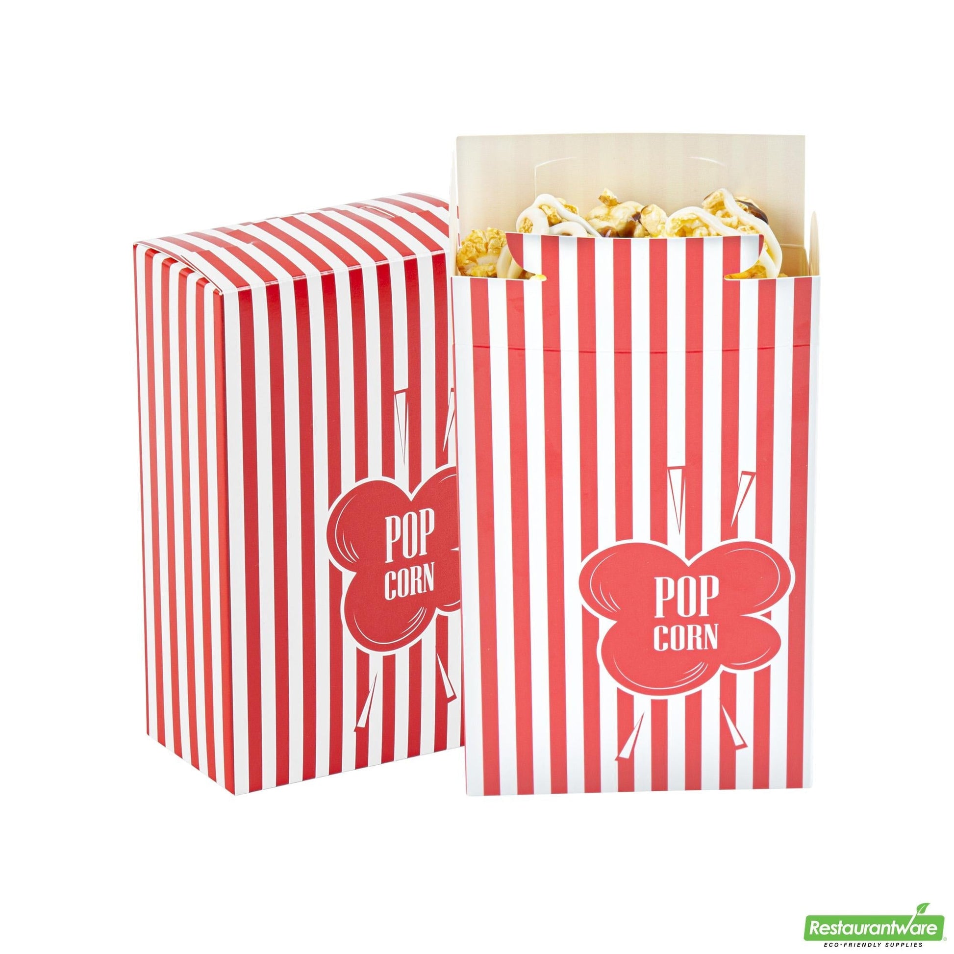 Wholesale Restaurantware Bio Tek 0.74 Oz Red Paper Popcorn Box - 4" X 2" X 6 1/2" - 400 Count Box- Bulk