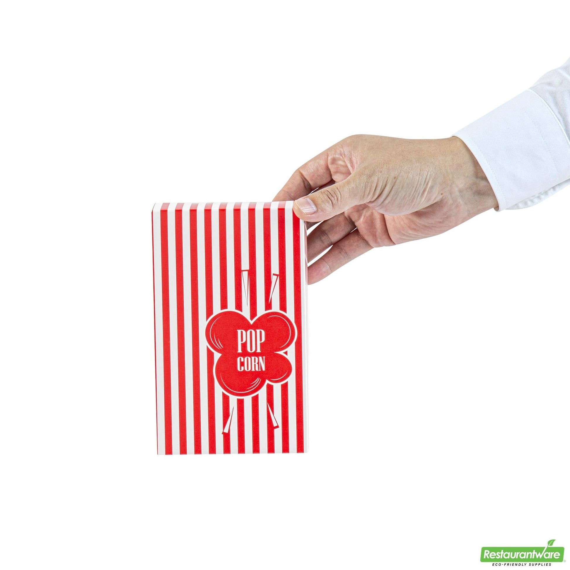 Wholesale Restaurantware Bio Tek 0.74 Oz Red Paper Popcorn Box - 4" X 2" X 6 1/2" - 400 Count Box- Bulk