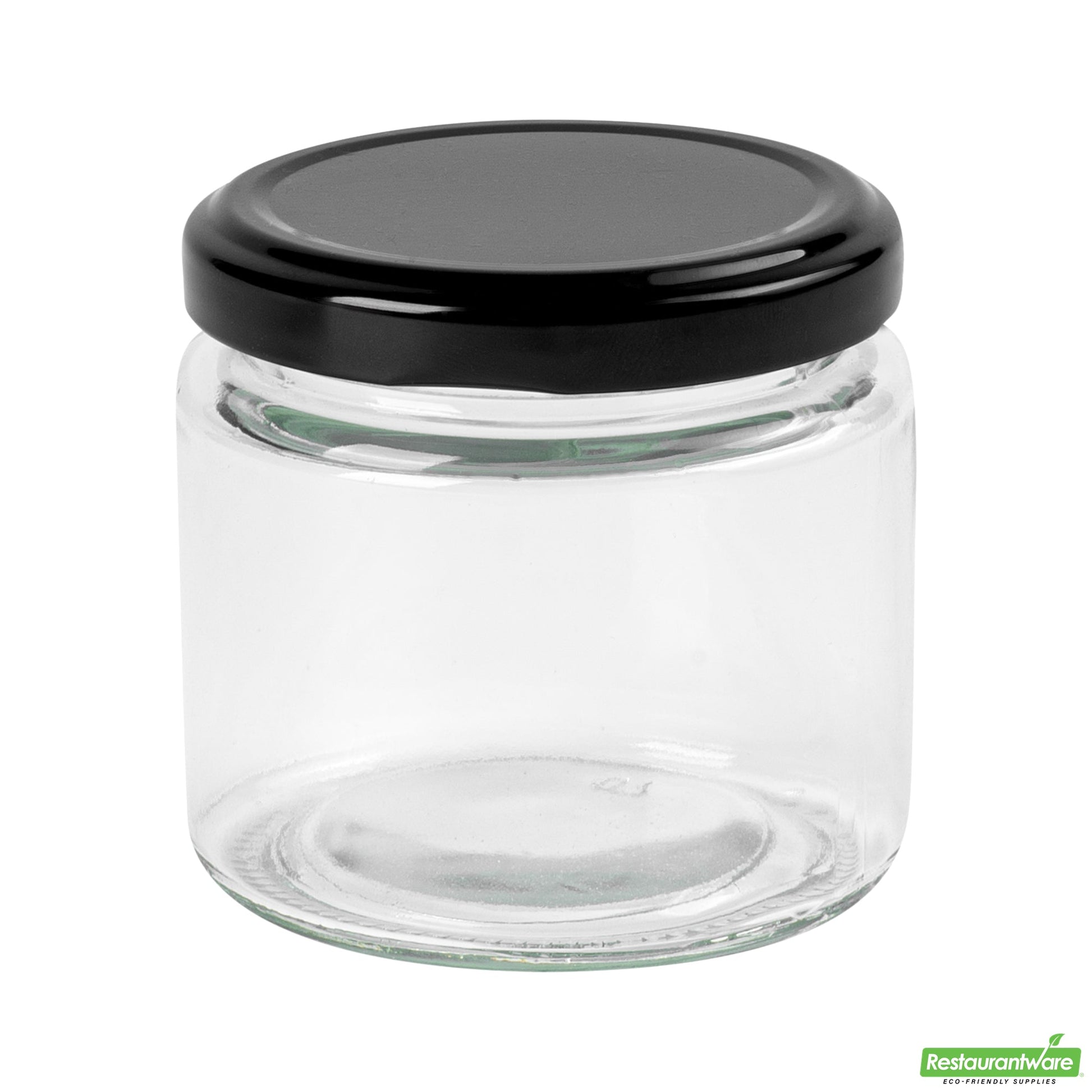 Wholesale Restaurantware Vetri 6 Oz Clear Glass Jar - with Black Metal Lid - 2 3/4 X 2 3/4 X 2 1/2 - 10 Count Box- Bulk
