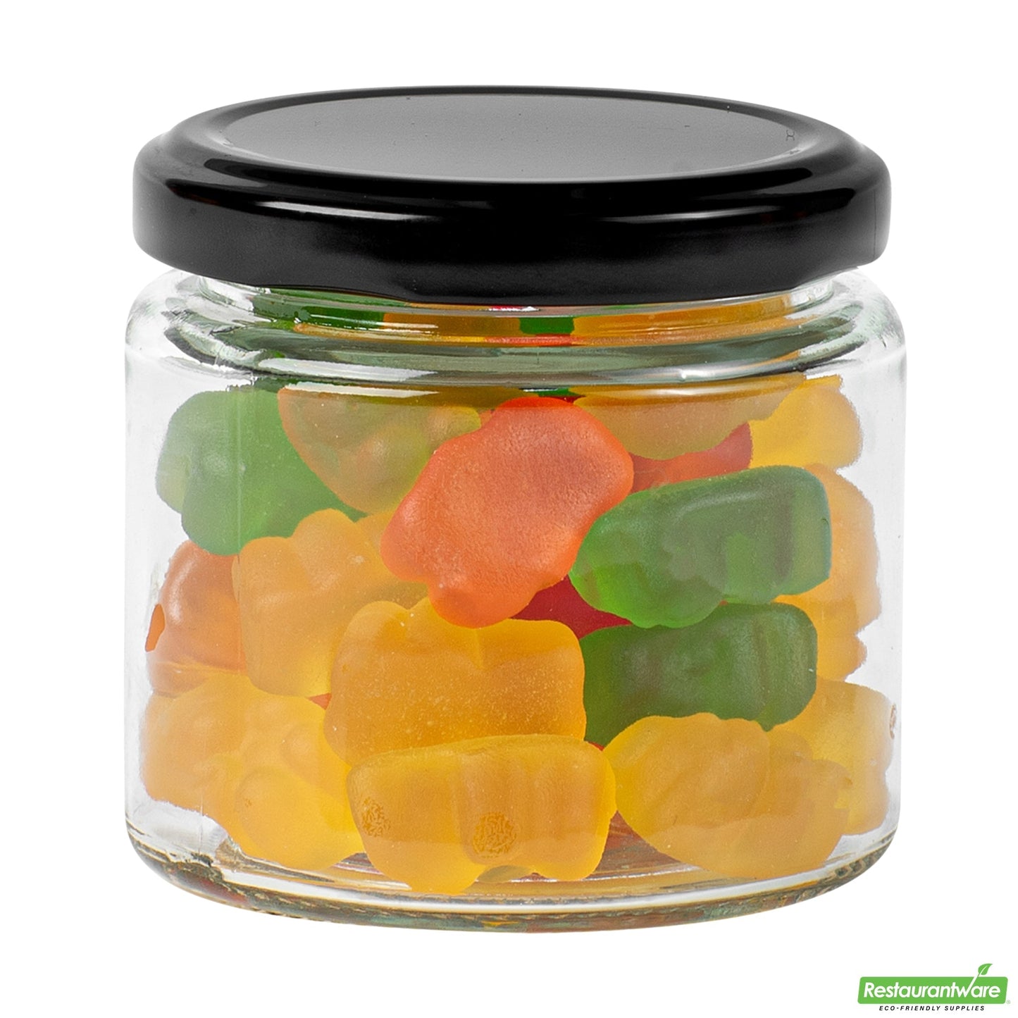 Wholesale Restaurantware Vetri 6 Oz Clear Glass Jar - with Black Metal Lid - 2 3/4 X 2 3/4 X 2 1/2 - 10 Count Box- Bulk