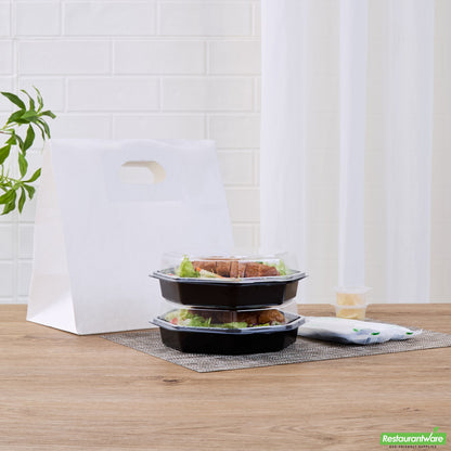 Wholesale Restaurantware Octagon Black Plastic Food Container - with Clear Lid - 7 1/2" X 7 1/2" X 2 1/4" - 100 Count Box- Bulk