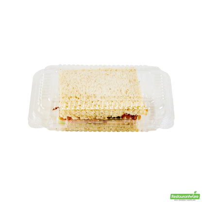 Wholesale Restaurantware Thermo Tek Rectangle Clear Plastic Clamshell Container - 6" X 4" X 1 1/2" - 100 Count Box- Bulk