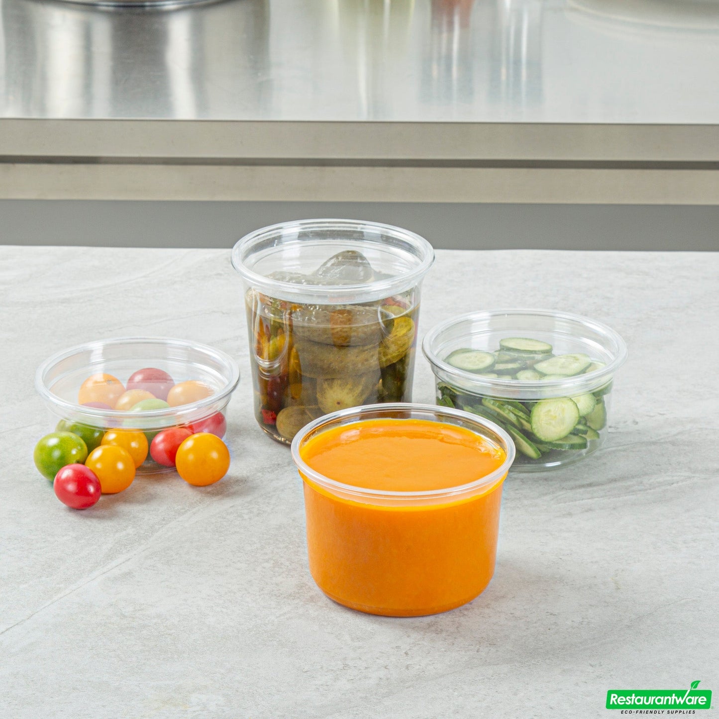Wholesale Restaurantware Thermo Tek 16 Oz Round Clear Plastic to Go Deli Container - 4 1/2" X 4 1/2" X 3" - 100 Count Box- Bulk