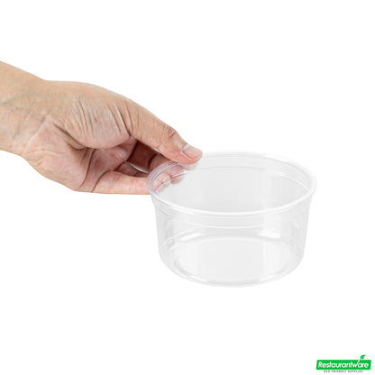 Wholesale Restaurantware Thermo Tek 12 Oz Round Clear Plastic to Go Deli Container - 4 1/2" X 4 1/2" X 2 1/4" - 25 Count Box- Bulk