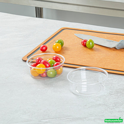 Wholesale Restaurantware Thermo Tek 8 Oz Round Clear Plastic to Go Deli Container - 4 1/2" X 4 1/2" X 1 1/2" - 25 Count Box- Bulk