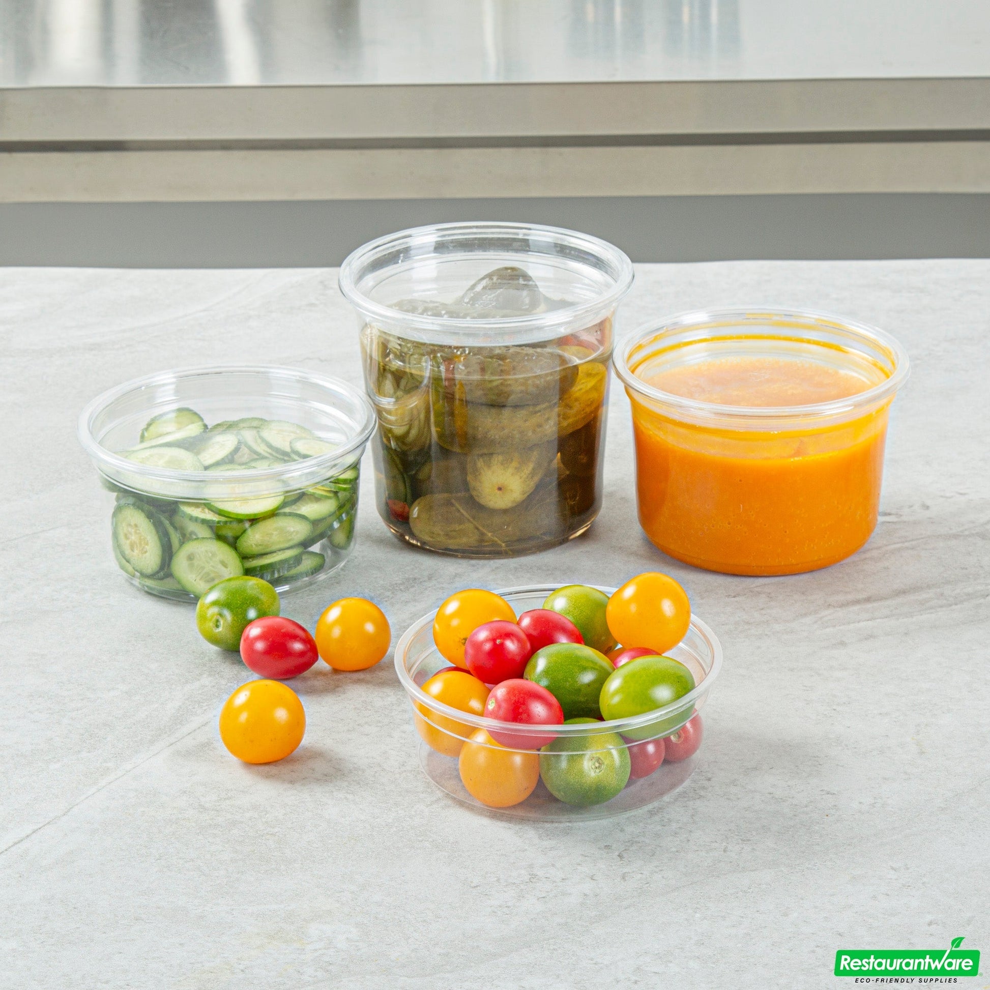 Wholesale Restaurantware Thermo Tek 8 Oz Round Clear Plastic to Go Deli Container - 4 1/2" X 4 1/2" X 1 1/2" - 25 Count Box- Bulk