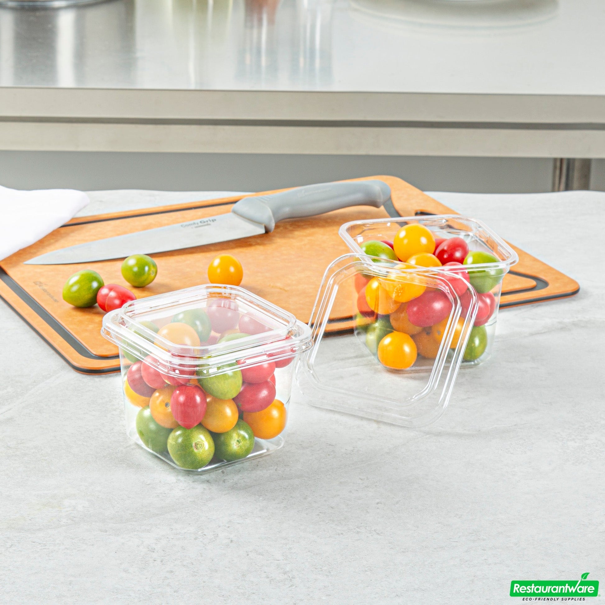 Wholesale Restaurantware Thermo Tek Square Clear Plastic Lid - Fits 8 - 32 Oz Deli / Snack Container - 50 Count Box- Bulk