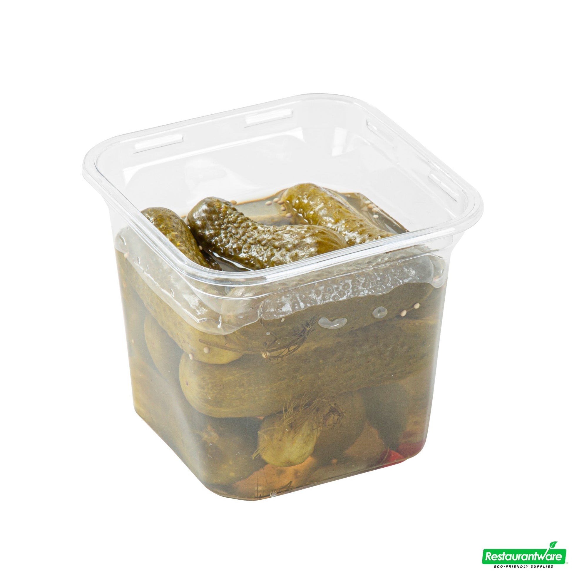 Wholesale Restaurantware Thermo Tek 24 Oz Square Clear Plastic Deli / Snack Container - 4 1/2" X 4 1/2" X 4 1/4" - 50 Count Box- Bulk