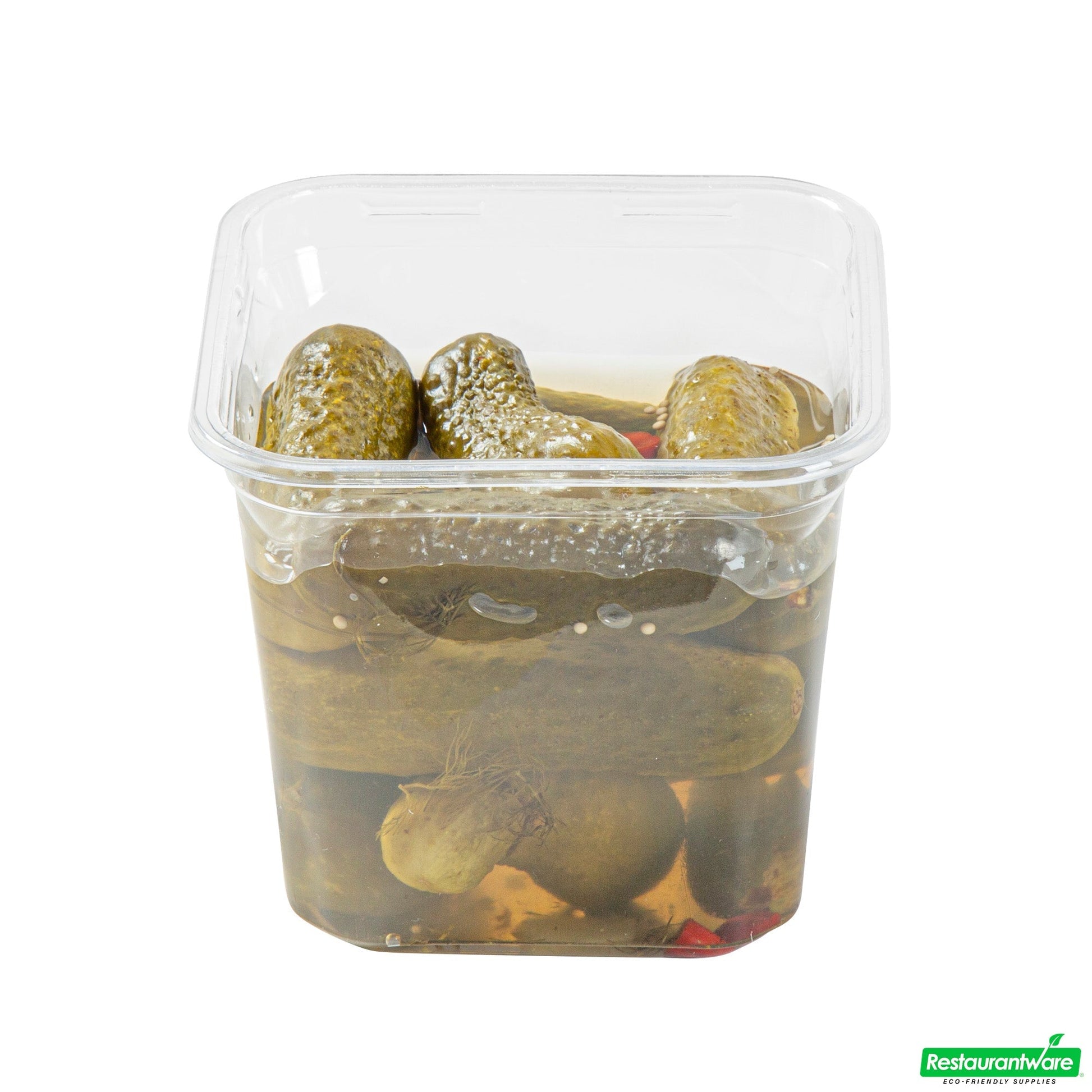 Wholesale Restaurantware Thermo Tek 24 Oz Square Clear Plastic Deli / Snack Container - 4 1/2" X 4 1/2" X 4 1/4" - 50 Count Box- Bulk