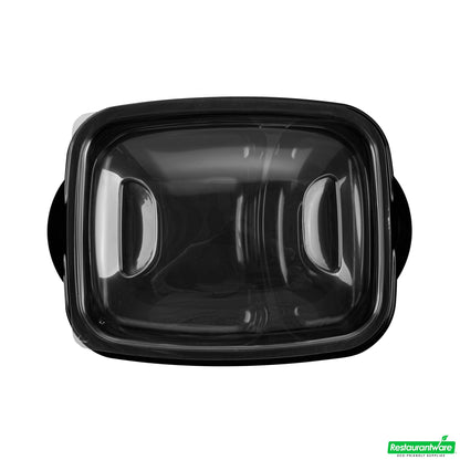 Wholesale Restaurantware 36 Oz Rectangle Black Plastic Food Container - with Clear Lid, Microwavable, 2 Compartments - 8 3/4" X 7" X 2 1/4" - 50 Count Box- Bulk