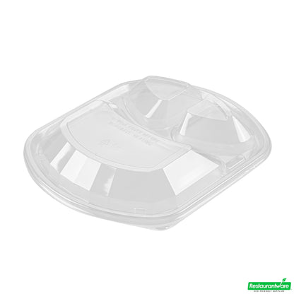 Wholesale Restaurantware 36 Oz Rectangle Black Plastic Food Container - with Clear Lid, Microwavable, 3 Compartments - 9 1/4" X 8" X 2 3/4" - 50 Count Box- Bulk