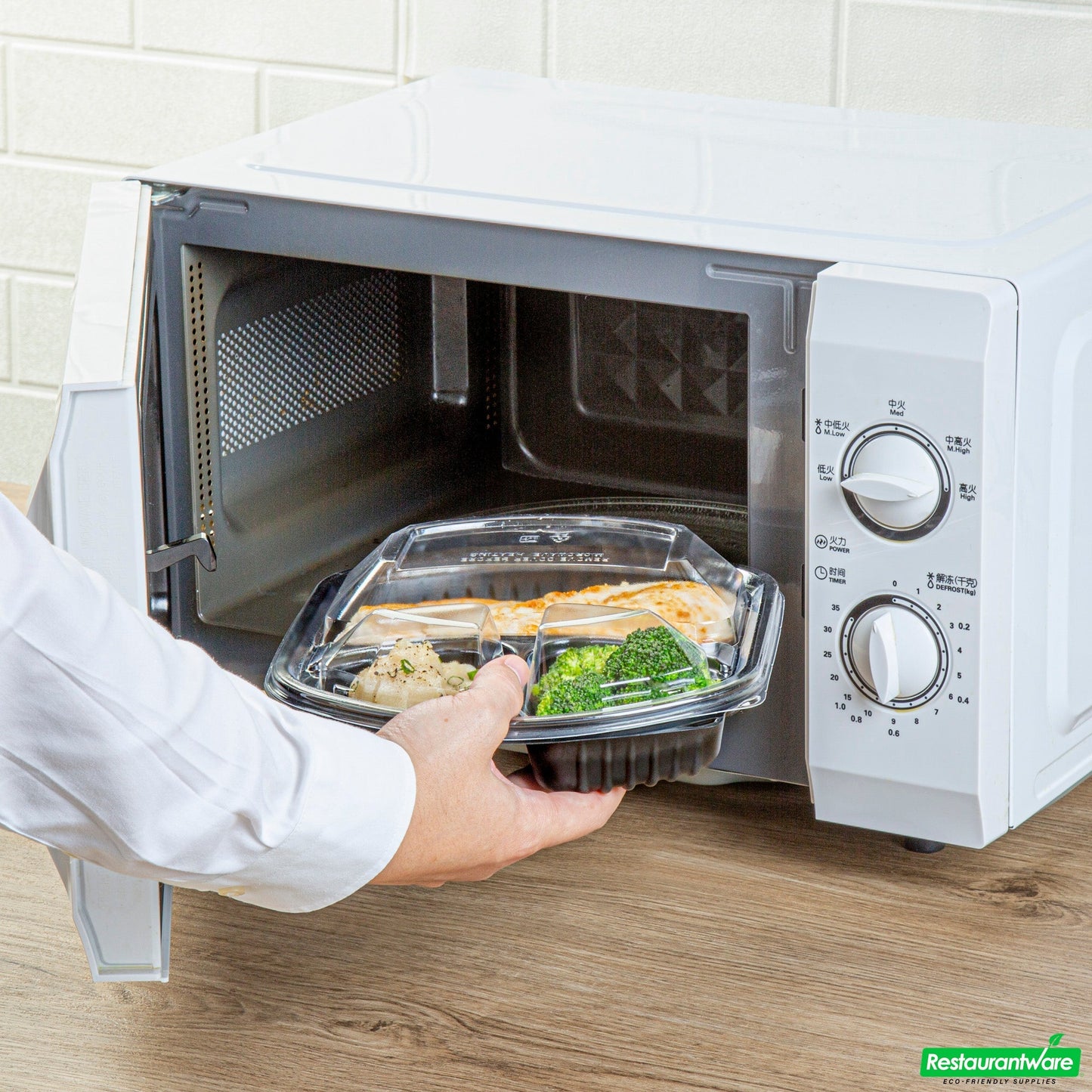 Wholesale Restaurantware 36 Oz Rectangle Black Plastic Food Container - with Clear Lid, Microwavable, 3 Compartments - 9 1/4" X 8" X 2 3/4" - 50 Count Box- Bulk