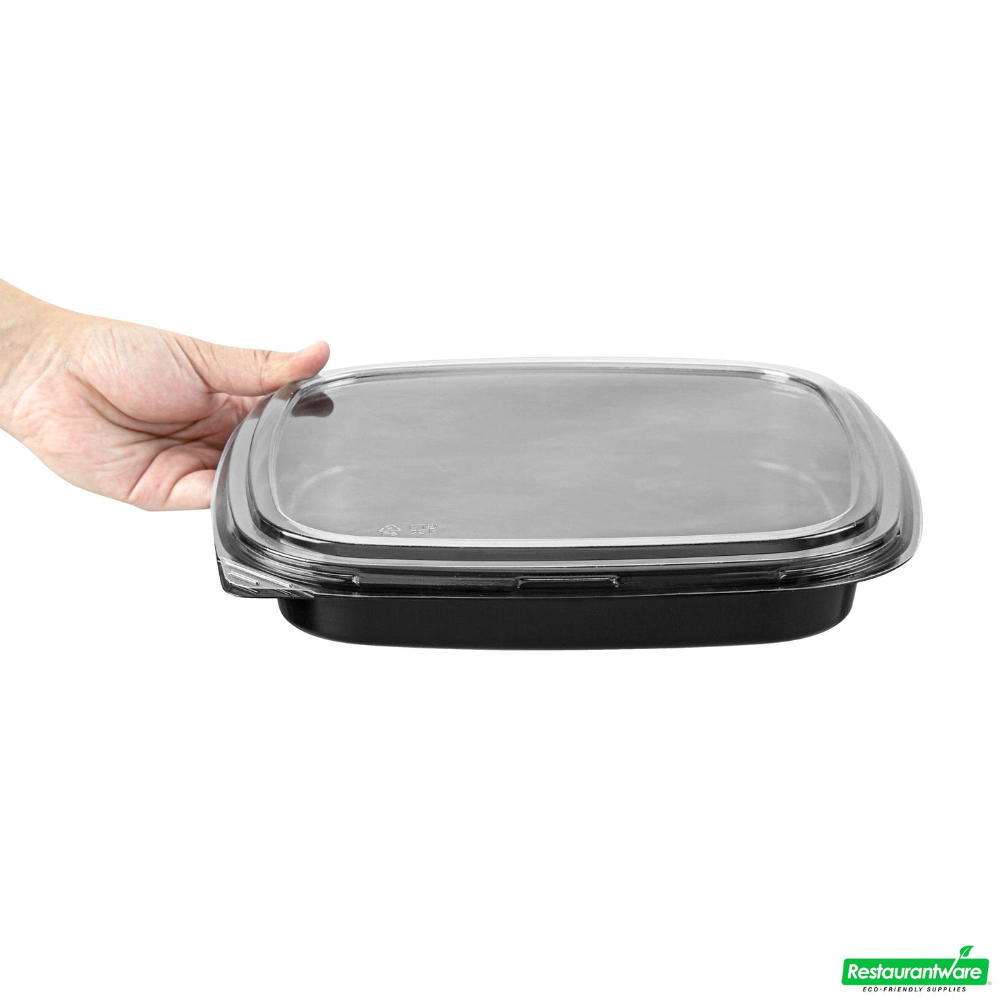 Wholesale Restaurantware Roku Square Black Plastic Take Out Sushi Tray - with Clear Lid - 10 3/4" X 10 3/4" X 1 3/4" - 50 Count Box- Bulk