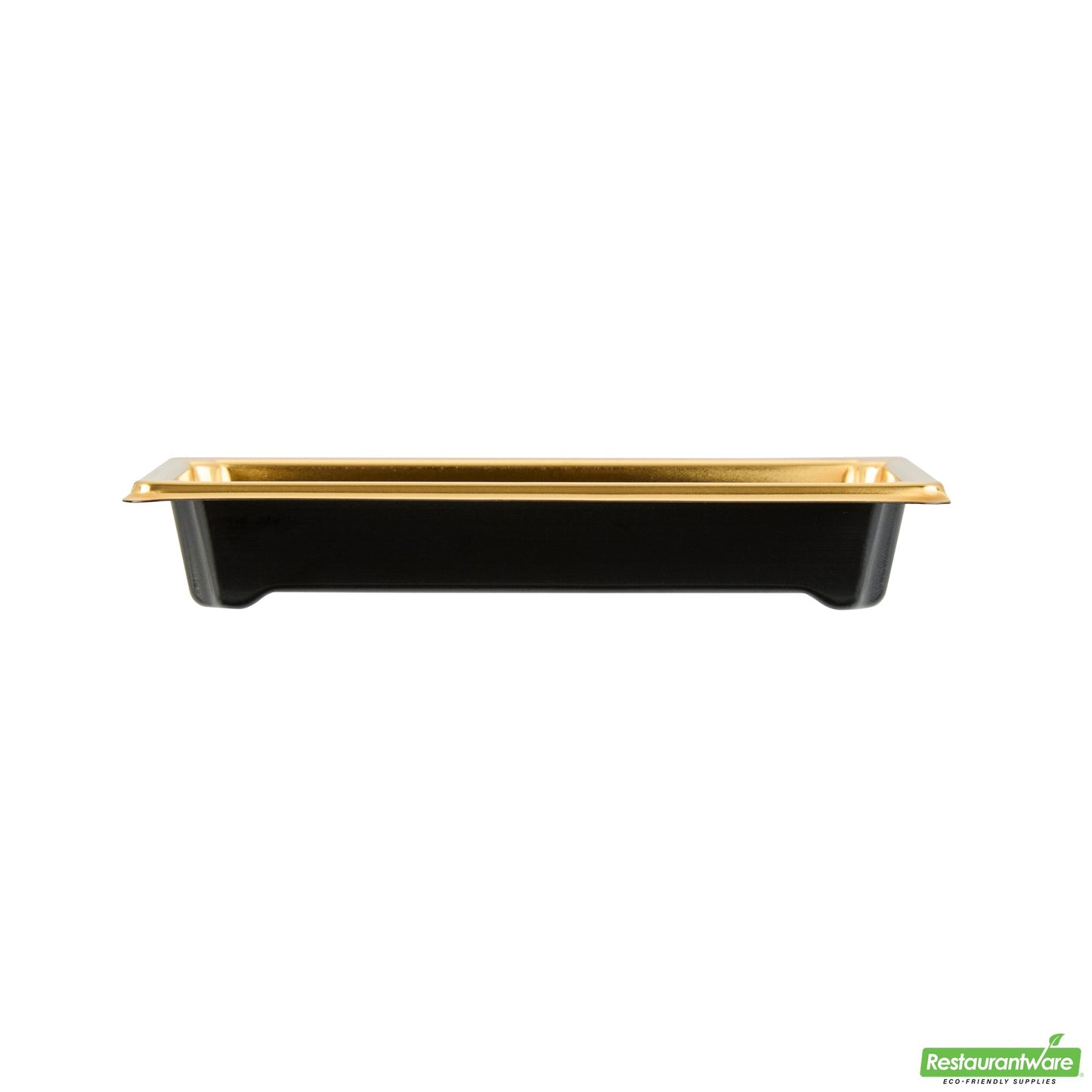 Wholesale Restaurantware Roku Rectangle Gold Plastic Take Out Sushi Tray - with Clear Lid - 5 1/4" X 3 1/4" X 1 1/2" - 100 Count Box- Bulk