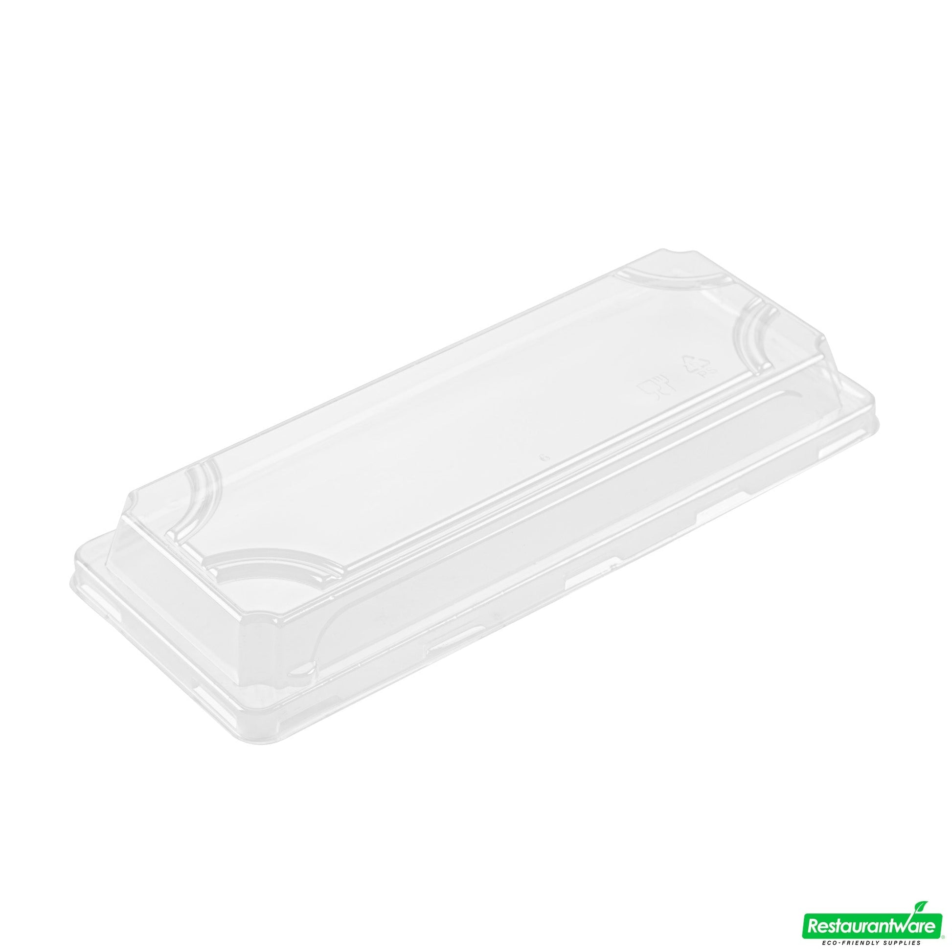 Wholesale Restaurantware Roku Rectangle Black Plastic Take Out Sushi Tray - with Clear Lid - 8 1/2" X 3 1/4" X 1 3/4" - 100 Count Box- Bulk