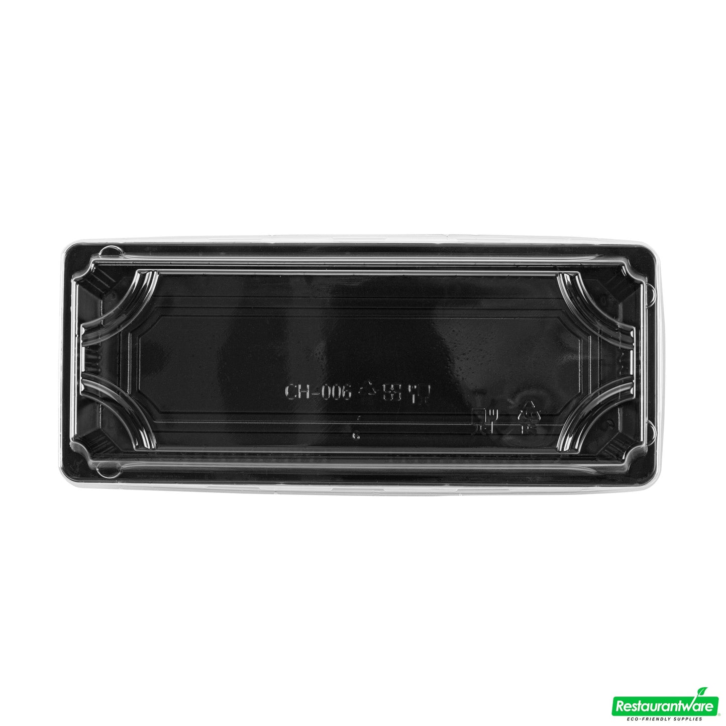 Wholesale Restaurantware Roku Rectangle Black Plastic Take Out Sushi Tray - with Clear Lid - 8 1/2" X 3 1/4" X 1 3/4" - 100 Count Box- Bulk