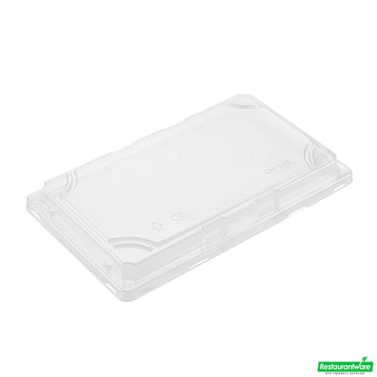 Wholesale Restaurantware Roku Rectangle Black Plastic Take Out Sushi Tray - with Clear Lid - 9 1/4" X 6" X 1 3/4" - 100 Count Box- Bulk
