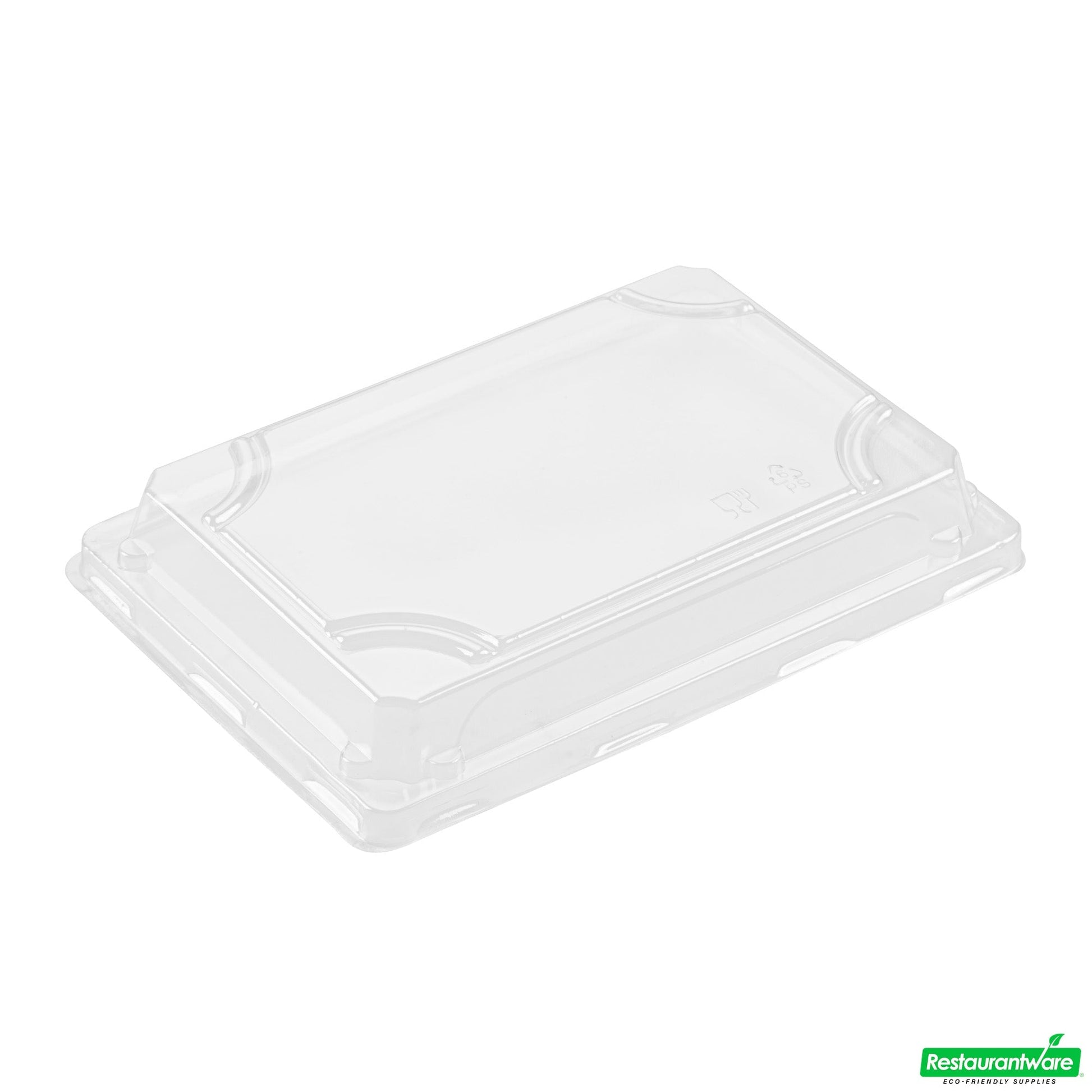 Wholesale Restaurantware Roku Rectangle Gold Plastic Take Out Sushi Tray - with Clear Lid - 7" X 5" X 1 1/2" - 100 Count Box- Bulk