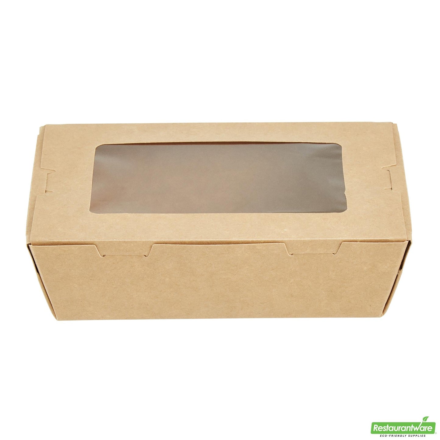 Wholesale Restaurantware Cafe Vision 21 Oz Kraft Paper Small Take Out Container - Hinge Lock - 6 1/4'' X 4'' X 1 3/4'' - 200 Count Box- Bulk