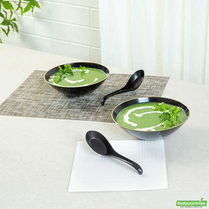 Wholesale Restaurantware Black Plastic Asian Soup Spoon - 6 1/2" X 1 3/4" X 3 1/4" - 1000 Count Box- Bulk