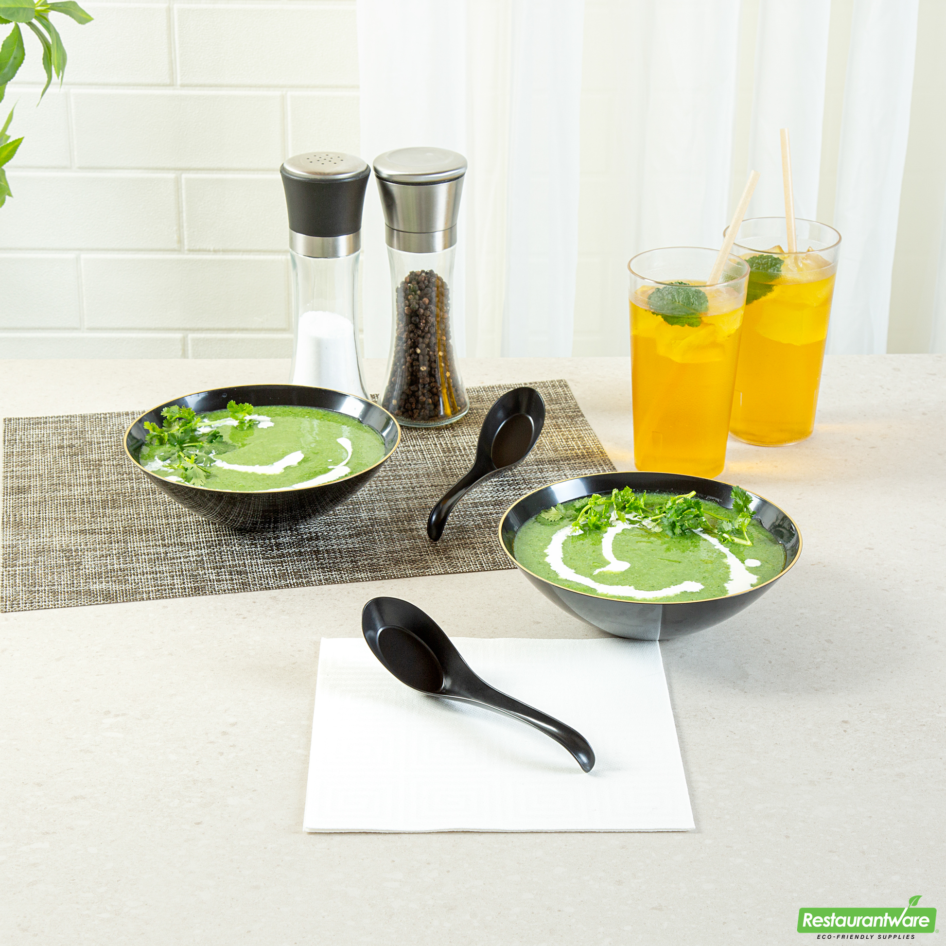Wholesale Restaurantware Black Plastic Asian Soup Spoon - 6 1/2" X 1 3/4" X 3 1/4" - 1000 Count Box- Bulk