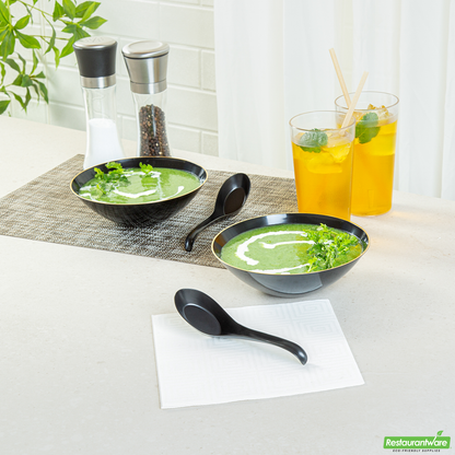Wholesale Restaurantware Black Plastic Asian Soup Spoon - 6 1/2" X 1 3/4" X 3 1/4" - 1000 Count Box- Bulk