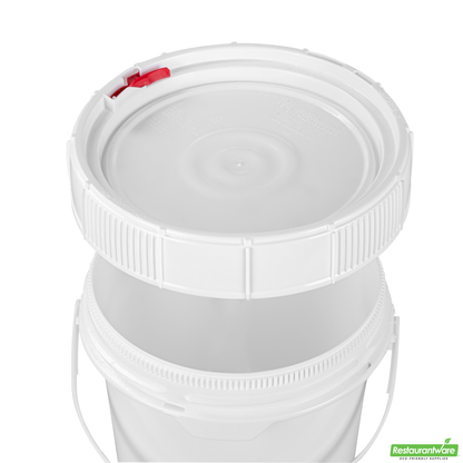 Wholesale Restaurantware Met Lux Round White Plastic Screw Top Lid - for 3.5 & 5 Gal Pail, Tamper-Evident, Un Rated - 11 1/4" X 11 1/4" X 2 1/2" - 1 Count Box- Bulk