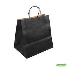 Wholesale Restaurantware Saving Nature Black Paper Retail Bag - with Handles - 10 1/4" X 7 3/4" X 10 1/2" - 100 Count Box- Bulk