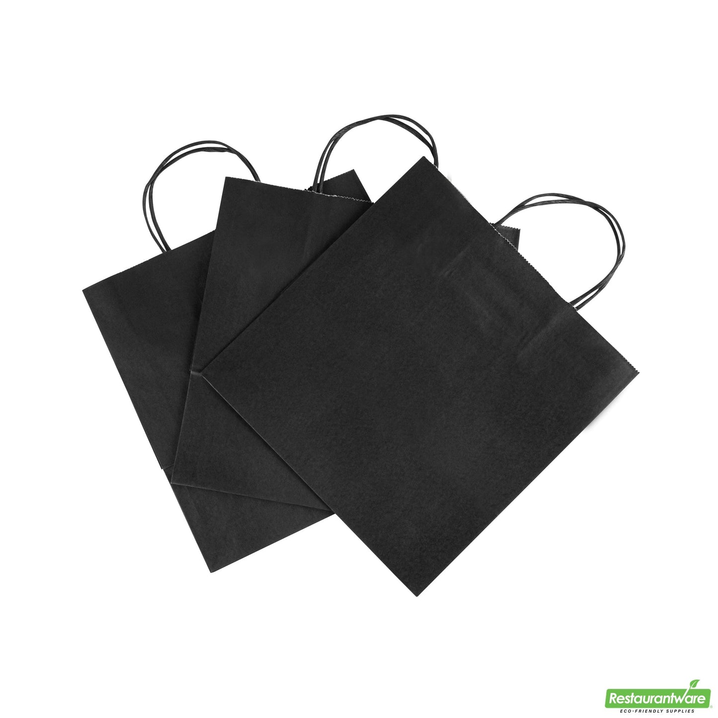 Wholesale Restaurantware Saving Nature Black Paper Retail Bag - with Handles - 10 1/4" X 7 3/4" X 10 1/2" - 100 Count Box- Bulk
