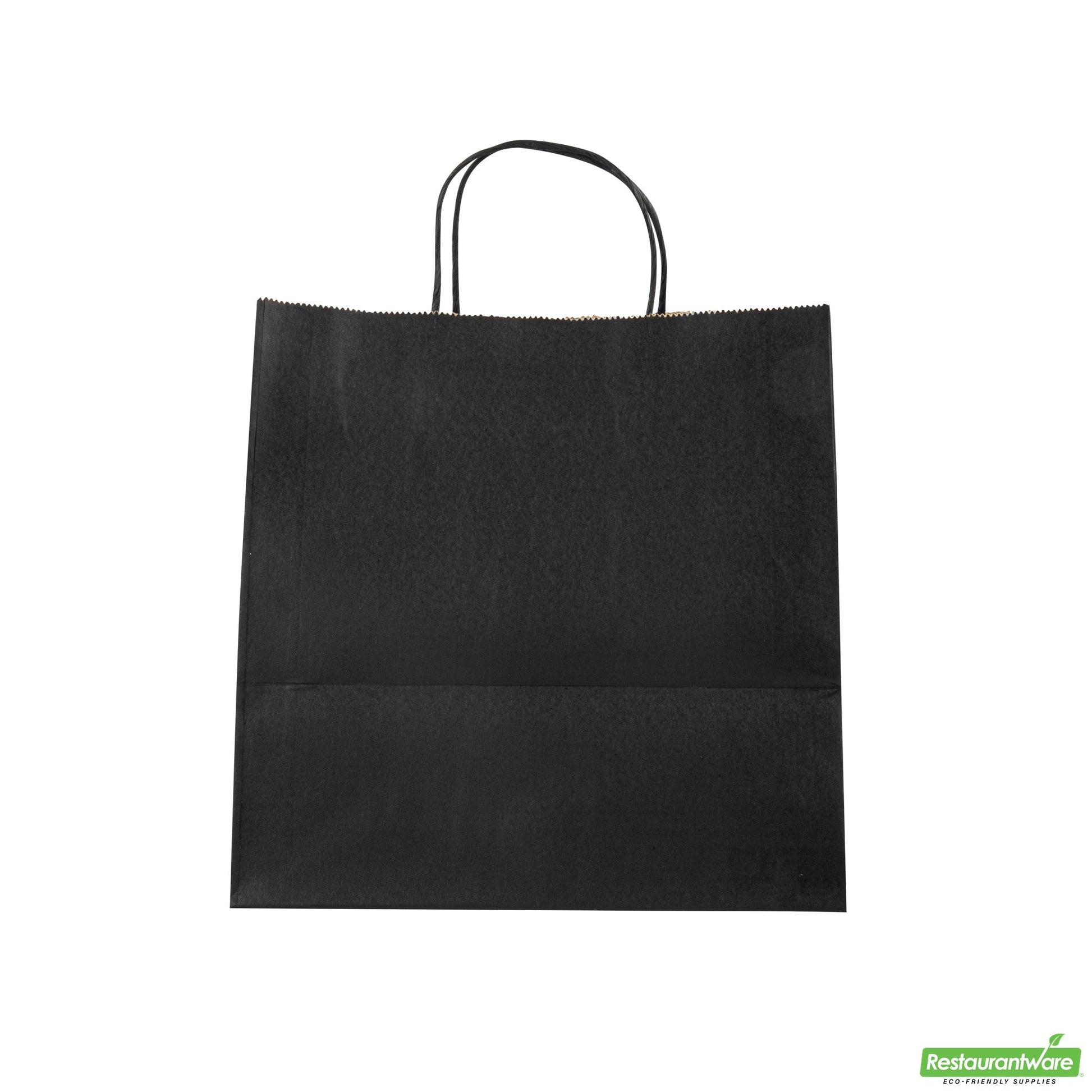 Wholesale Restaurantware Saving Nature Black Paper Retail Bag - with Handles - 10 1/4" X 7 3/4" X 10 1/2" - 100 Count Box- Bulk