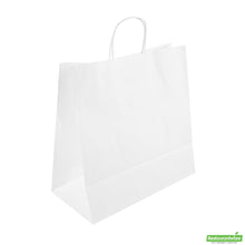 Wholesale Restaurantware Saving Nature White Paper Retail Bag - with Handles - 12 1/2" X 6 1/4" X 12 1/4" - 100 Count Box- Bulk