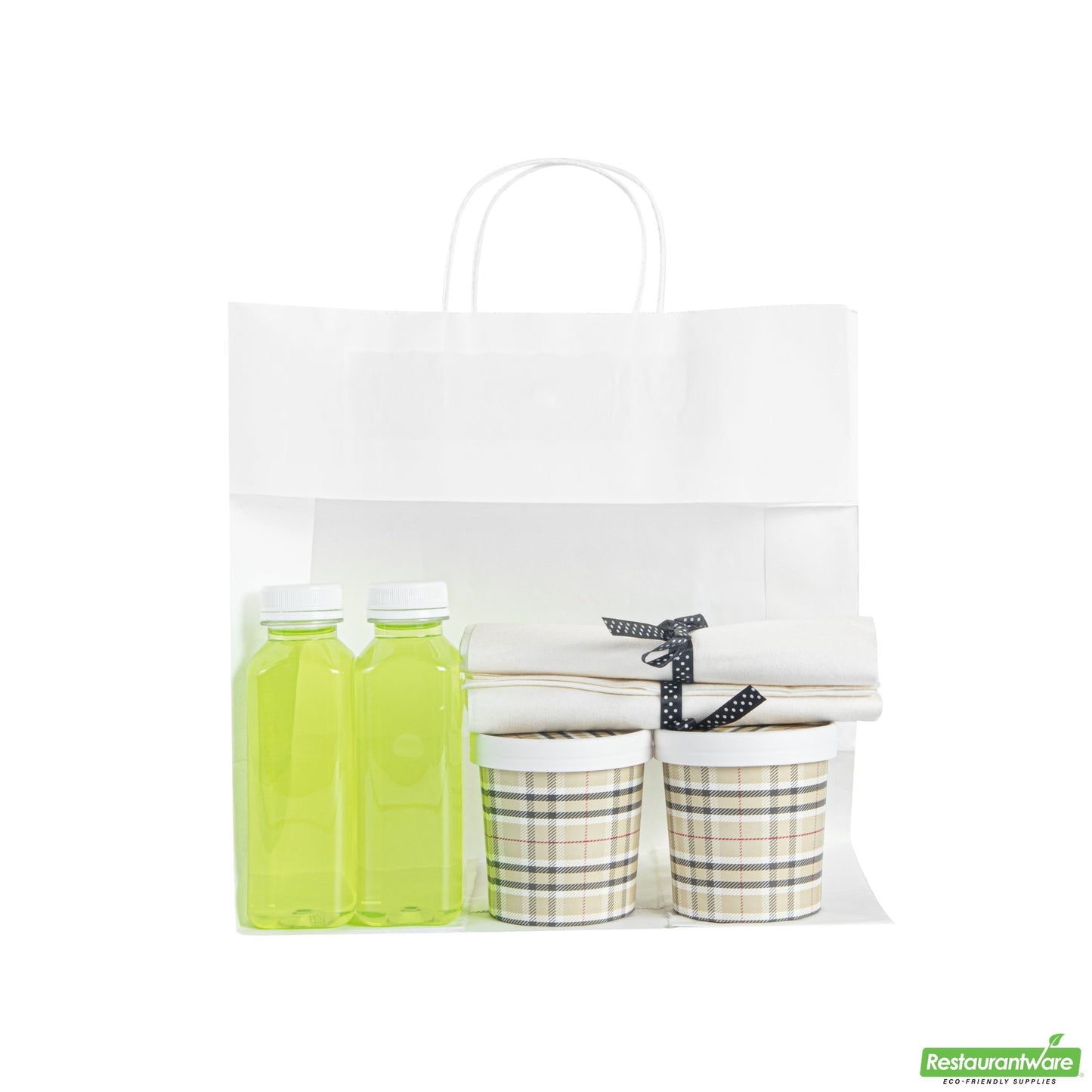 Wholesale Restaurantware Saving Nature White Paper Retail Bag - with Handles - 12 1/2" X 6 1/4" X 12 1/4" - 100 Count Box- Bulk