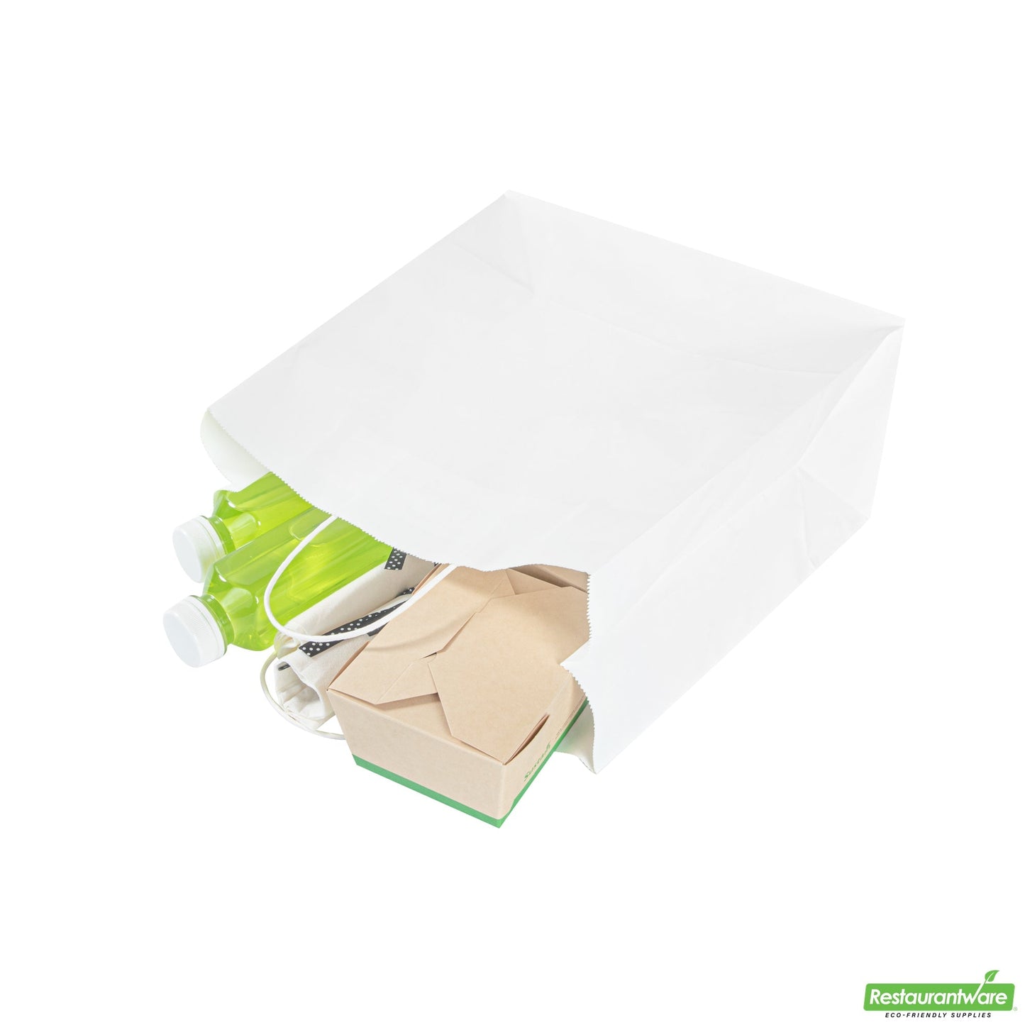 Wholesale Restaurantware Saving Nature White Paper Retail Bag - with Handles - 12 1/2" X 6 1/4" X 12 1/4" - 100 Count Box- Bulk