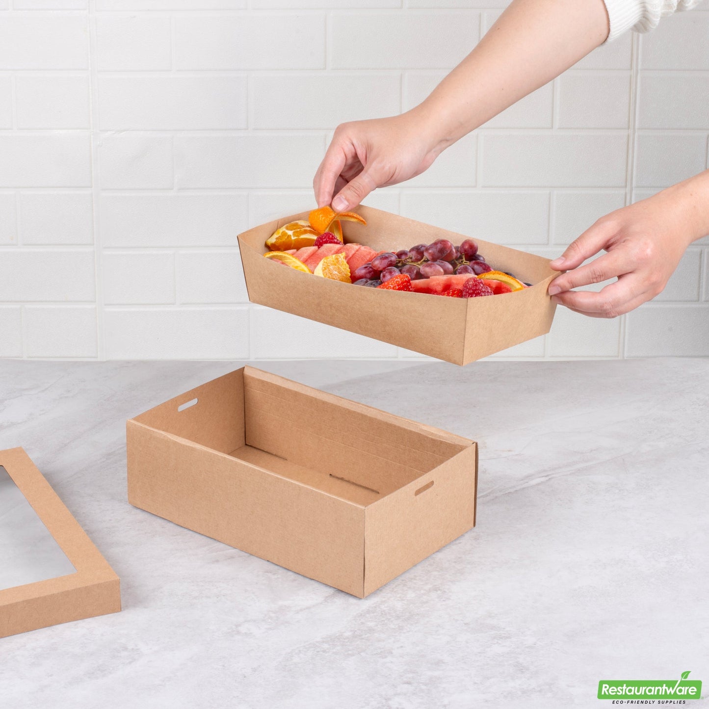 Wholesale Restaurantware Cater Tek Kraft Paper Insert - Fits Rectangle Catering Box - 9 1/4'' X 5'' X 2 1/4'' - 10 Count Box- Bulk