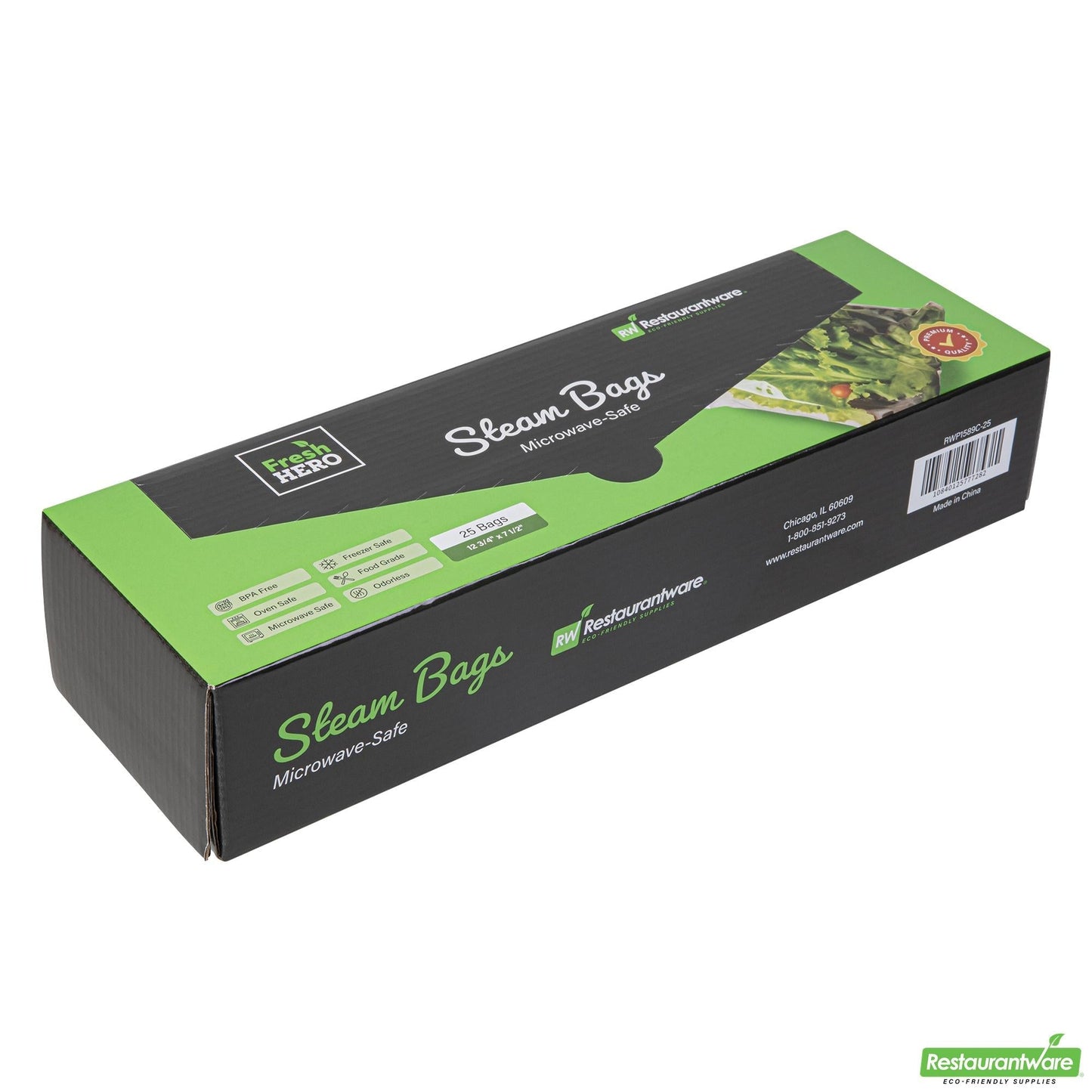 Wholesale Restaurantware Fresh Hero Green Plastic Steam Bag - Microwave-Safe, Bpa-Free - 12 3/4" X 7 1/2" - 500 Count Box- Bulk