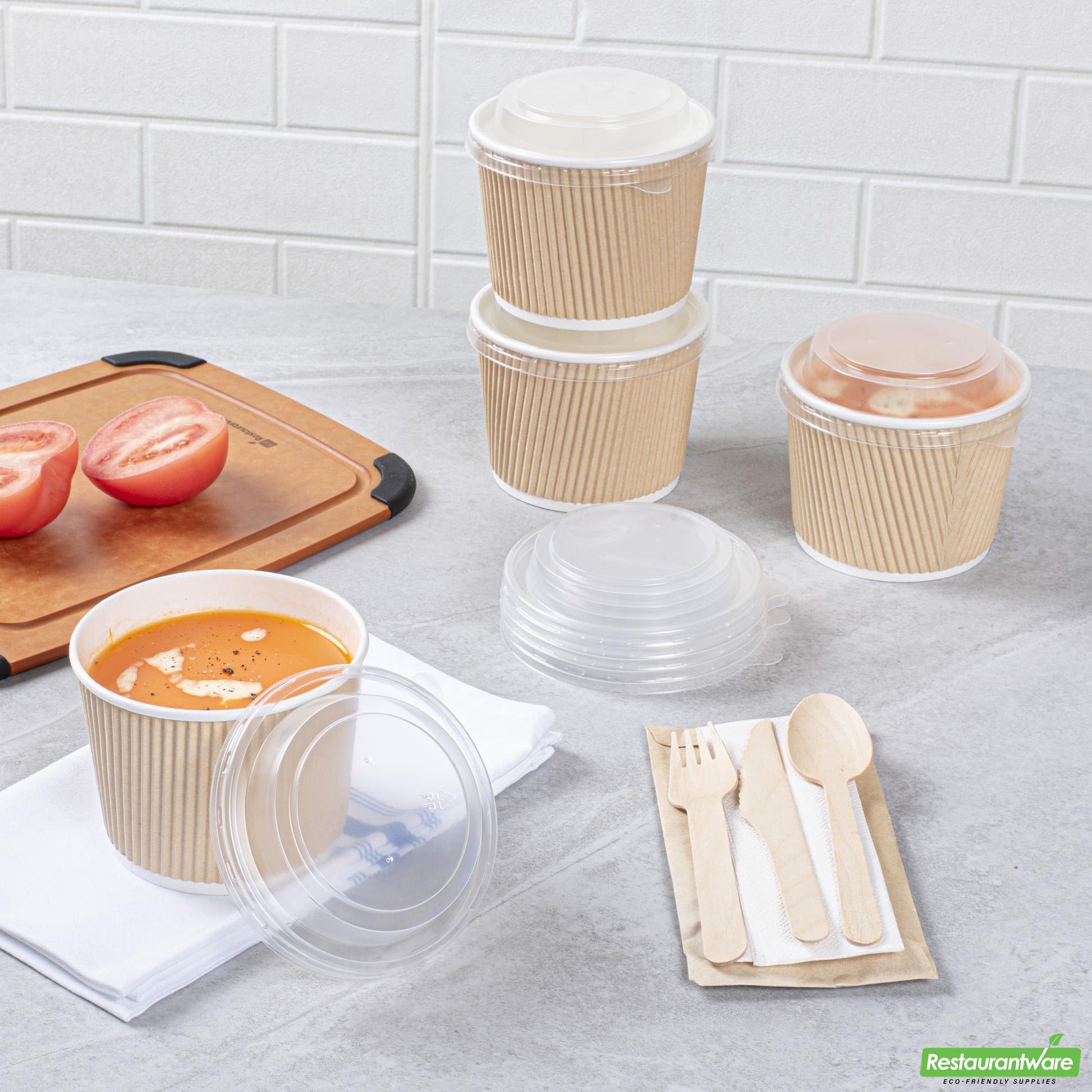 Wholesale Restaurantware Bio Tek Round Clear Plastic Soup Container Lid - Fits 12 / 18 Oz - 25 Count Box- Bulk