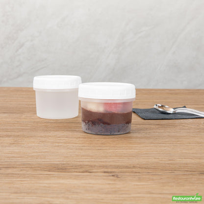 Wholesale Restaurantware Mini Serve 7 Oz Round Clear Plastic Dessert Cup - with Lid - 2 3/4'' X 2 3/4'' X 2 1/2'' - 25 Count Box- Bulk