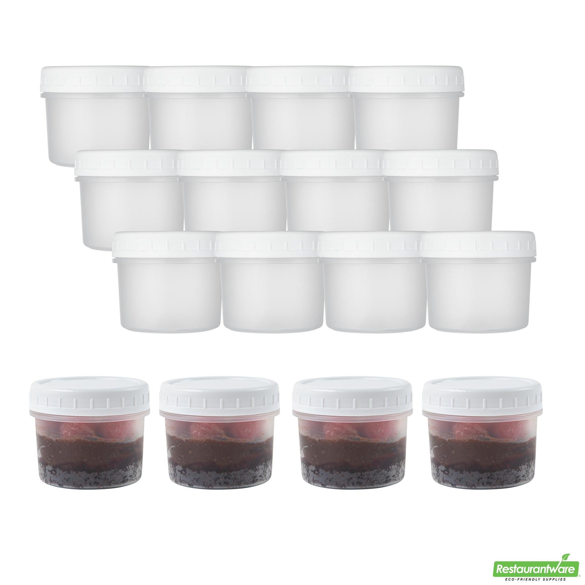 Wholesale Restaurantware Mini Serve 7 Oz Round Clear Plastic Dessert Cup - with Lid - 2 3/4'' X 2 3/4'' X 2 1/2'' - 25 Count Box- Bulk