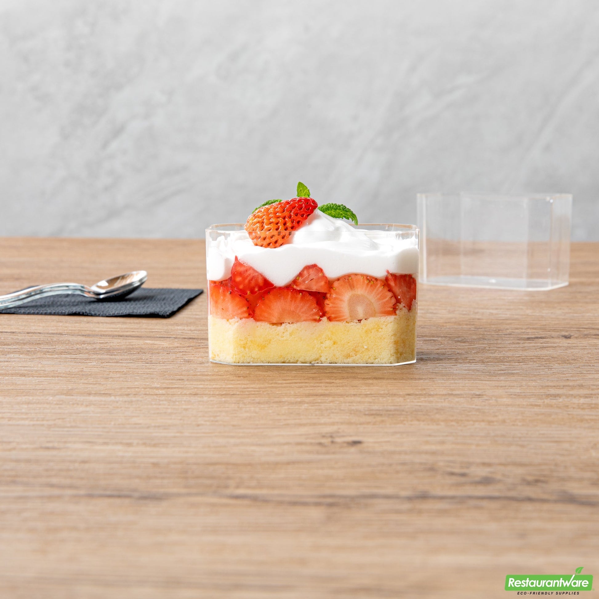 Wholesale Restaurantware Mini Serve 3 Oz Rectangle Clear Plastic Dessert Cup - 3 1/4" X 2" X 2" - 100 Count Box- Bulk
