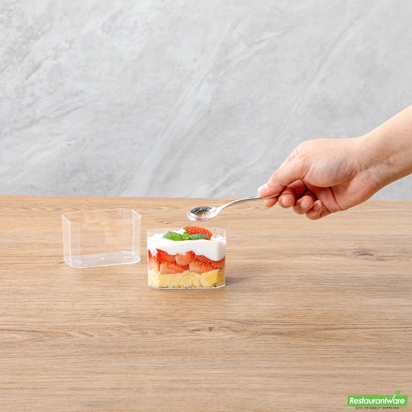 Wholesale Restaurantware Mini Serve 3 Oz Rectangle Clear Plastic Dessert Cup - 3 1/4" X 2" X 2" - 100 Count Box- Bulk