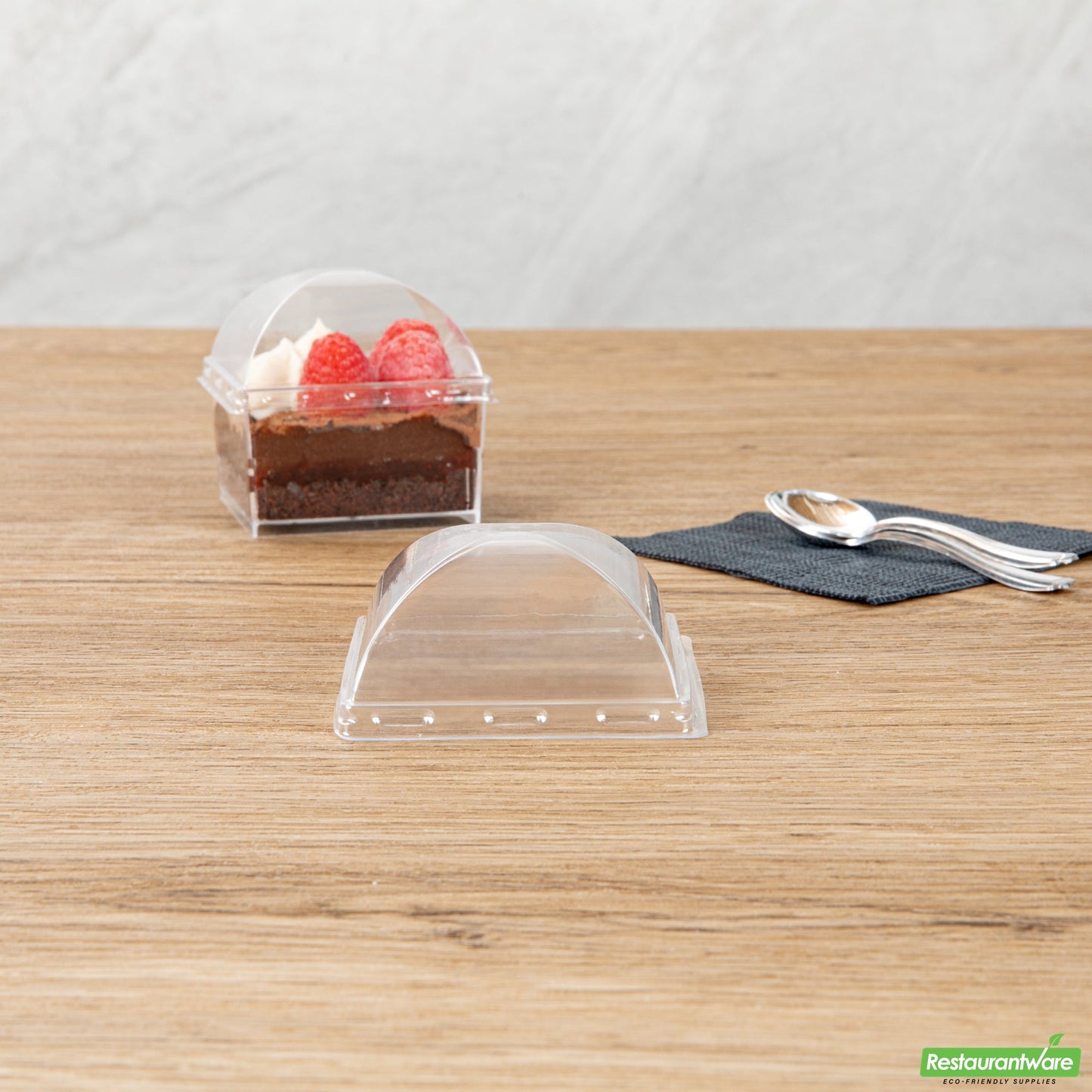 Wholesale Restaurantware Mini Serve Square Clear Plastic Dome Lid - Fits 5 Oz Dessert Cup - 100 Count Box- Bulk
