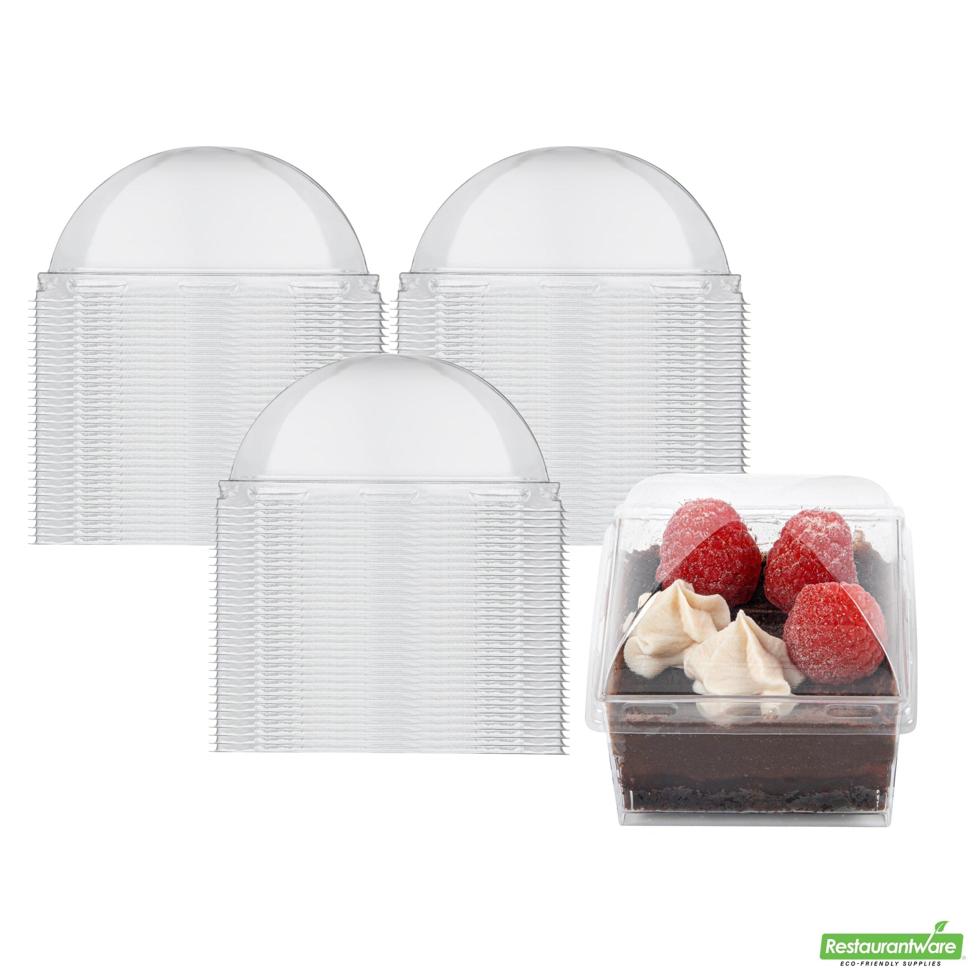 Wholesale Restaurantware Mini Serve Square Clear Plastic Dome Lid - Fits 5 Oz Dessert Cup - 100 Count Box- Bulk
