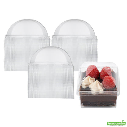 Wholesale Restaurantware Mini Serve Square Clear Plastic Dome Lid - Fits 5 Oz Dessert Cup - 100 Count Box- Bulk