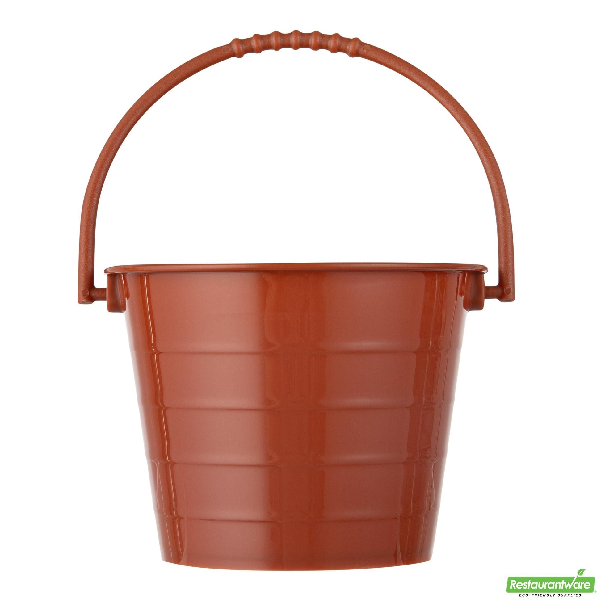 Wholesale Restaurantware Mini Serve 2 Oz Round Brown Plastic Dessert Bucket Cup - with Lid - 3 1/4'' X 3 1/4'' X 2 1/4'' - 25 Count Box- Bulk